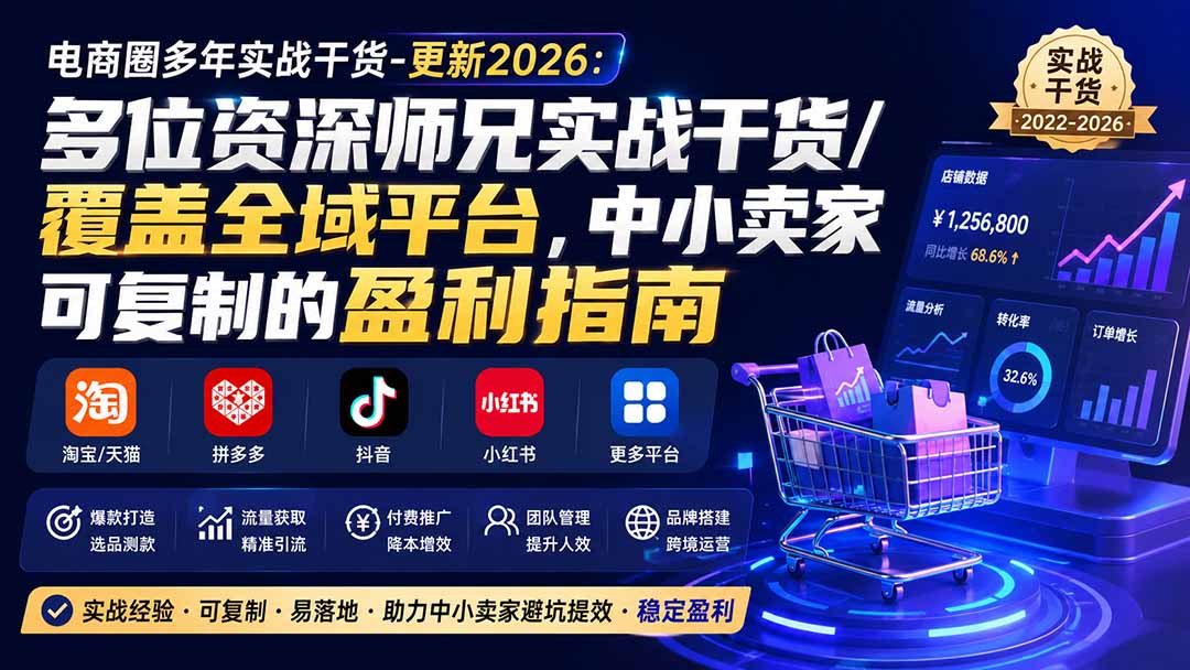 电商圈实战干货2026：全域平台爆款打造与流量获取盈利指南