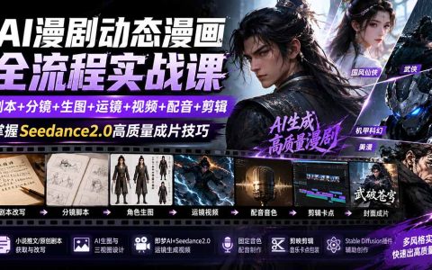 AI漫剧全流程实战课：Seedance2.0动态漫画制作，从剧本分镜到剪辑成片零基础入门