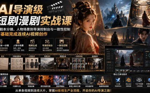 AI导演级短剧漫剧实战课：从剧本分镜到人物场景一致性控制，零基础完成连续AI视频创作