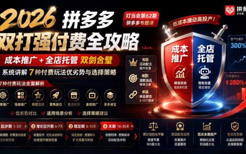 2026拼多多双打强付费全攻略：成本推广+托管7种玩法，低投产比店铺必学
