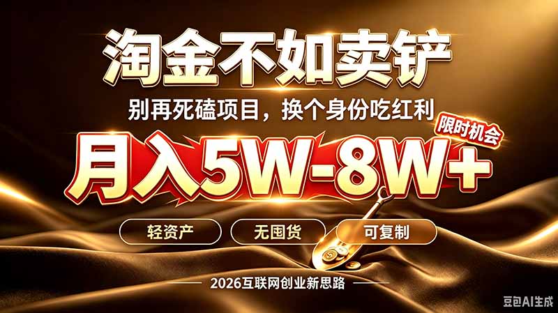 别再傻乎乎埋头跑项目！互联网创钱真正逻辑：做卖铲人，拒绝当韭菜，逆风翻盘变现5-8W+