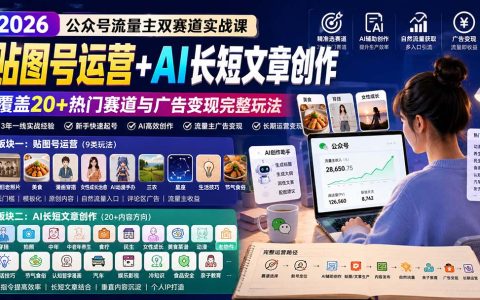 公众号流量主双赛道实战：贴图号运营+AI文章创作，覆盖20+赛道广告变现玩法