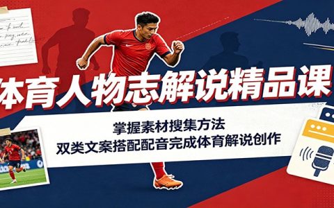 体育人物志解说创作课：素材搜集+双类文案+配音，新手快速出片