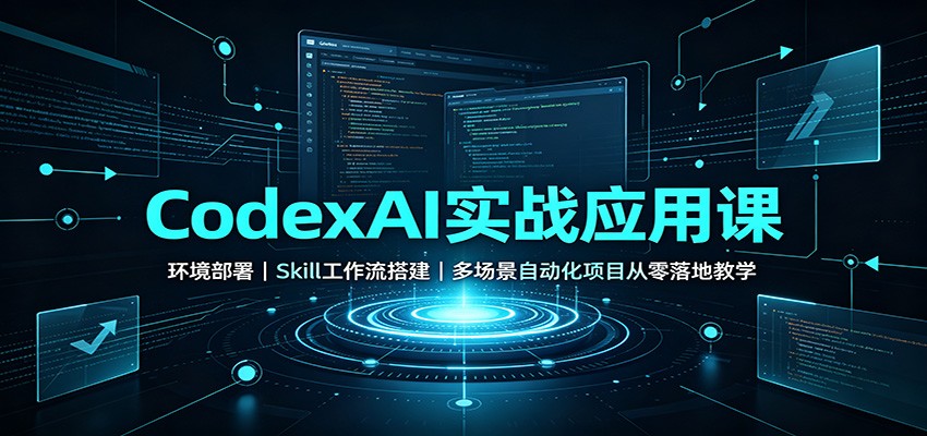 CodexAI实战应用课：零基础搭建Skill工作流，Excel/PPT自动化与小程序开发部署