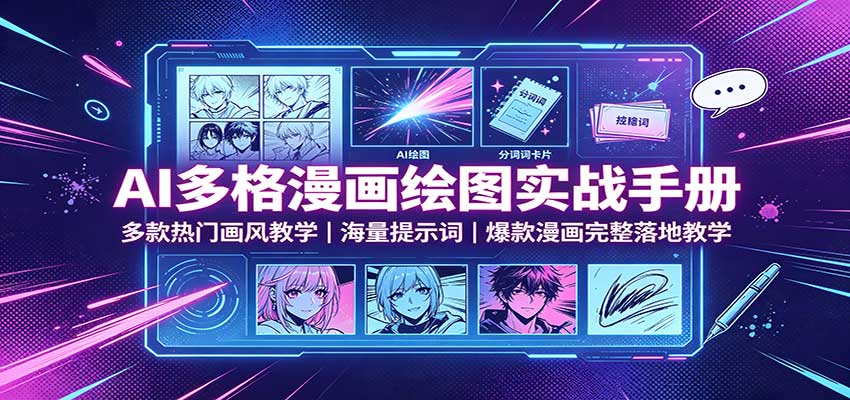 AI多格漫画实战手册：Gemini绘图+爆款提示词，短视频漫画制作全攻略