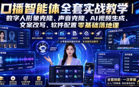 AI数字人口播克隆实战课：声音克隆+形象克隆+视频生成全流程