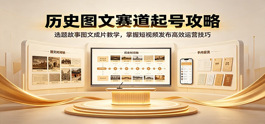 历史图文短视频起号攻略：选题故事成片发布全流程，零基础批量做爆款