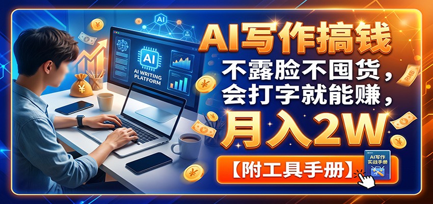 AI写作变现全攻略：不露脸不囤货，零基础变现2W【附工具+提示词】