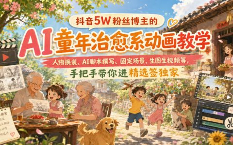 抖音5W粉博主亲授AI治愈动画课，豆包即梦生图视频剪辑变现