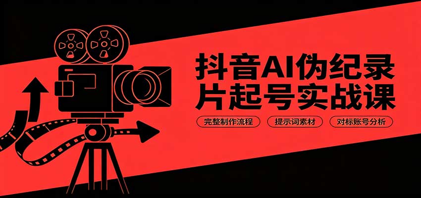 抖音AI伪纪录片起号实战课：完整制作流程+提示词素材+对标账号拆解
