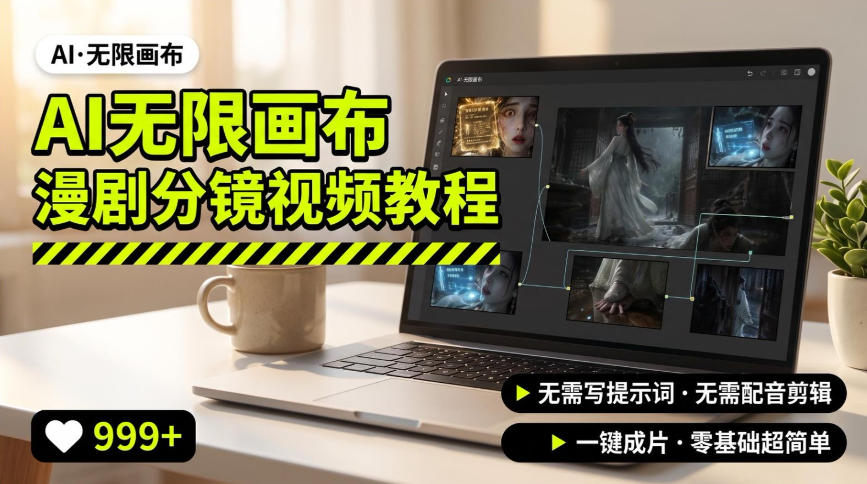 AI无限画布漫剧分镜视频教程，零基础批量日更短剧，小说推文必备