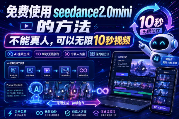 免费无限用Seedance2.0mini，10秒视频+9图3音频参考教程
