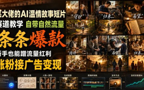 AI温情短片新手教程：第一人称叙事爆款制作全流程，零基础剪辑涨粉变现