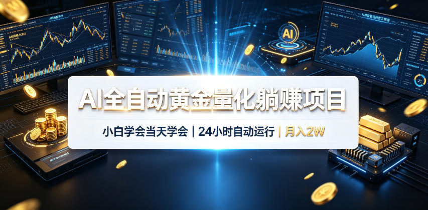 AI自动化黄金量化交易系统，小白当天上手，24小时运行变现2W+实战教程