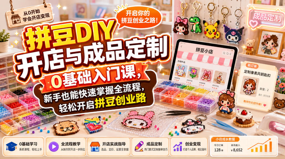 拼豆开店0基础入门课,成本利润+熨烫工艺+引流获客全流程教学 拼豆开店0基础入门课,成本利润+熨烫工艺+引流获客全流程教学