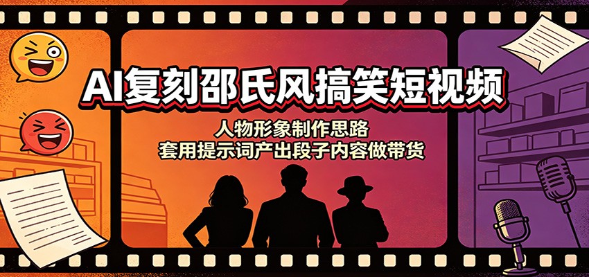 AI复刻邵氏搞笑短视频带货教程：固定人物形象制作与提示词实操