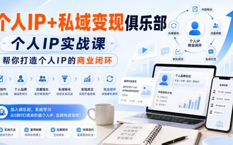 个人IP实战课：私域变现俱乐部，定位+产品+发售全流程拆解
