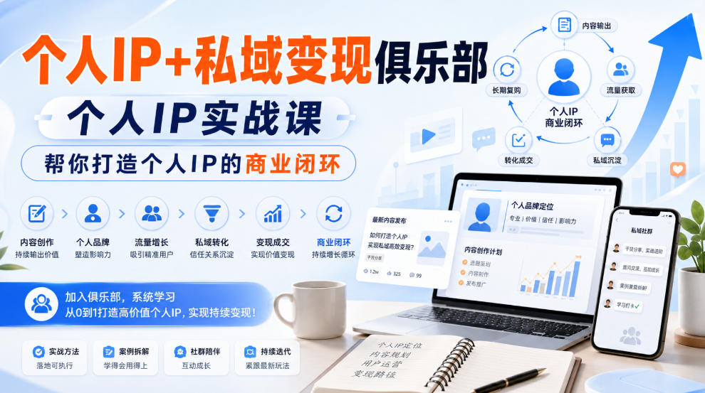 个人IP实战课：私域变现俱乐部，定位+产品+发售全流程拆解