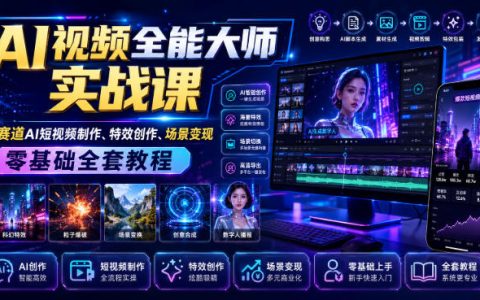AI视频全能大师实战课：零基础玩转13套AI短视频制作与变现技巧