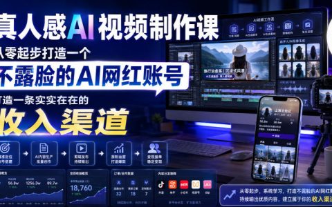 真人感AI视频制作课：不露脸AI网红账号从0到变现，虚拟人+声音克隆全流程