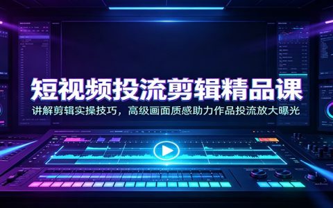 短视频投流剪辑课：剪映实操+高阶特效，爆款画面接单变现