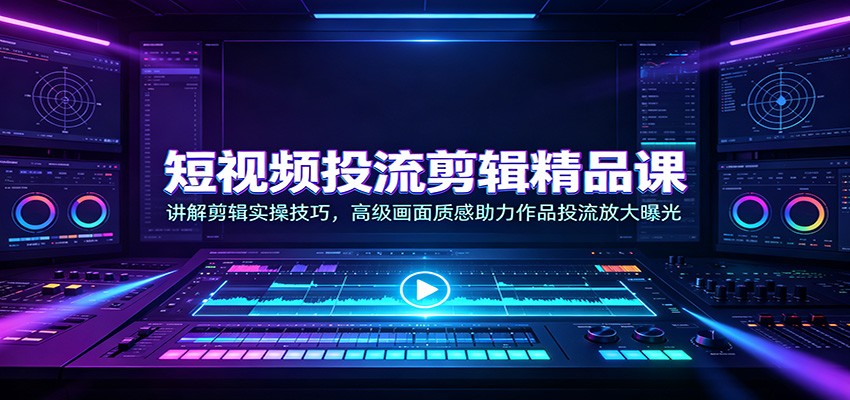 短视频投流剪辑课：剪映实操+高阶特效，爆款画面接单变现