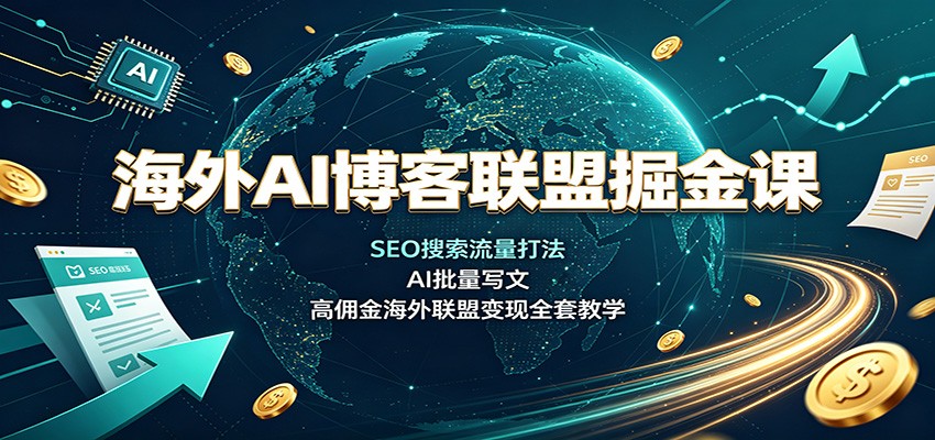 海外AI博客联盟掘金课：SEO搜索流量+AI批量写文，高佣金变现全攻略