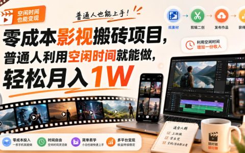 2026 低成本影视搬砖副业，空闲时间接单变现过万实操指南