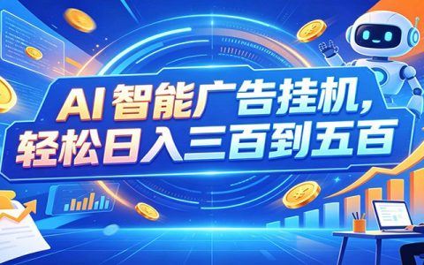 AI智能广告G机副业，24小时自动跑变现300方法，新手零门槛轻资产赚钱