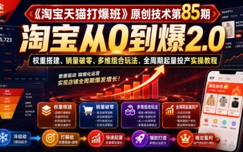 淘宝天猫打爆班第85期：从0到爆2.0，新店权重搭建与多维组合起量实操
