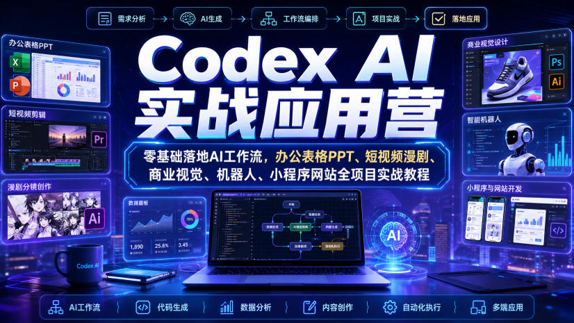 Codex AI实战营：零基础办公PPT短视频小程序网站全项目落地