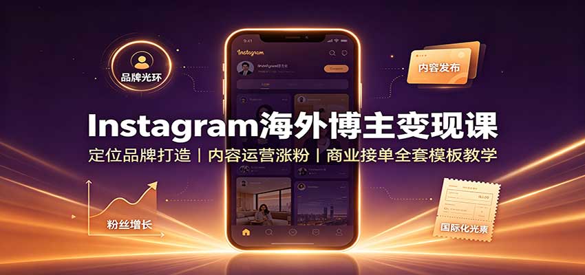 Instagram海外博主变现课：个人IP定位+Reels涨粉+品牌接单报价模板全攻略