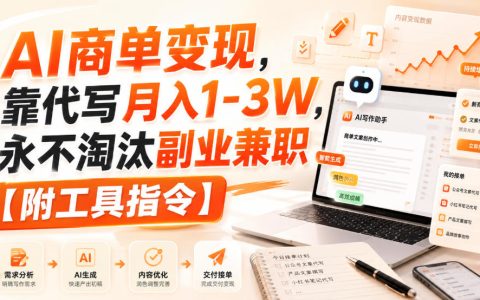 AI代写赚钱实操课：商单变现变现1-3W，新手副业兼职指南