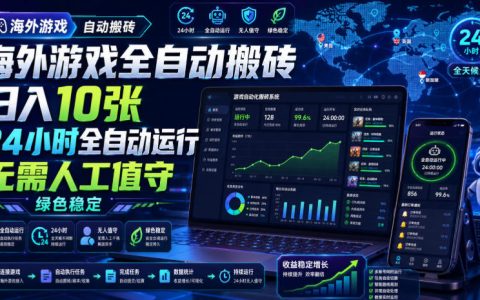 海外游戏自动化搬砖变现10张，24小时G机无人值守稳定赚钱