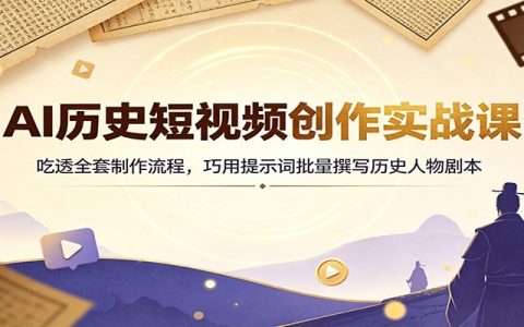 AI历史短视频实战课：全套制作流程+提示词批量写剧本，零基础快速产出爆款