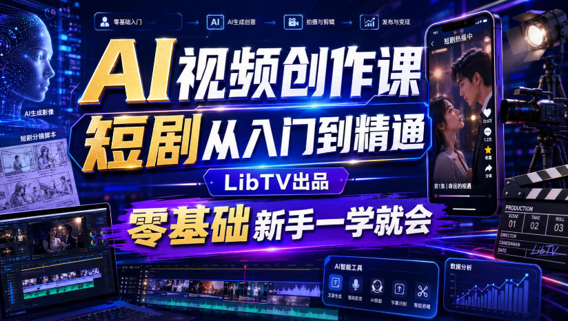 零基础AI短剧视频创作课,LibTV官方出品从入门到精通 零基础AI短剧视频创作课,LibTV官方出品从入门到精通