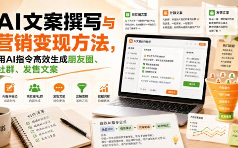 AI文案撰写与营销变现，用AI指令高效生成朋友圈社群发售文案