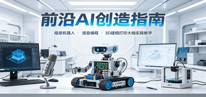 零基础AI机器人实操课：组装调试+语音编程+3D建模打印入门