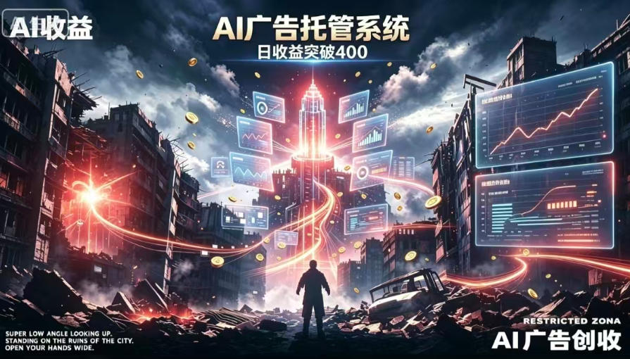 AI智能广告自动化G机赚钱工具，小白0基础变现400方法实操指南