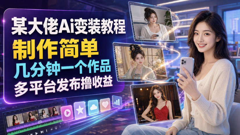 AI变装教程：大佬亲授AI女装视频制作，多平台变现带货全攻略