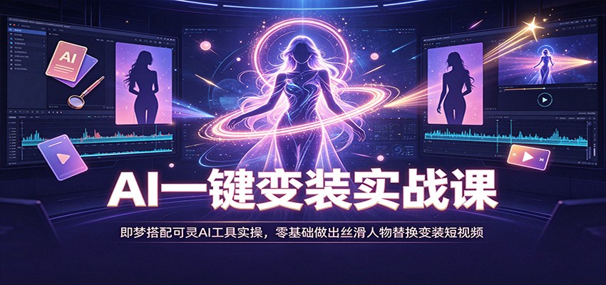 AI一键变装实战课：即梦+可灵AI工具实操，零基础手机剪映丝滑替换人物短视频