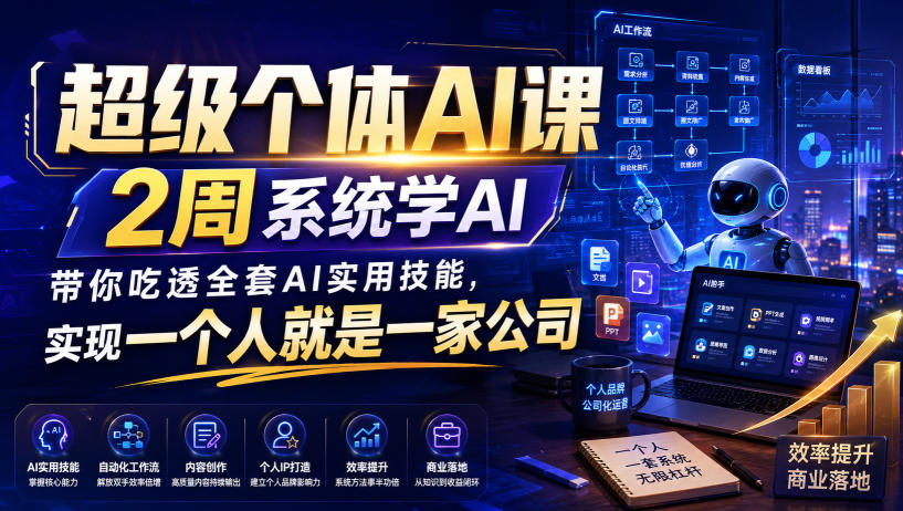 超级个体AI课2周系统学AI，吃透提示词与WorkBuddy实战技能