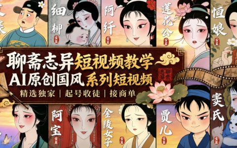 聊斋志异AI短视频教学，豆包动漫制作低成本起号，独家签约接商单
