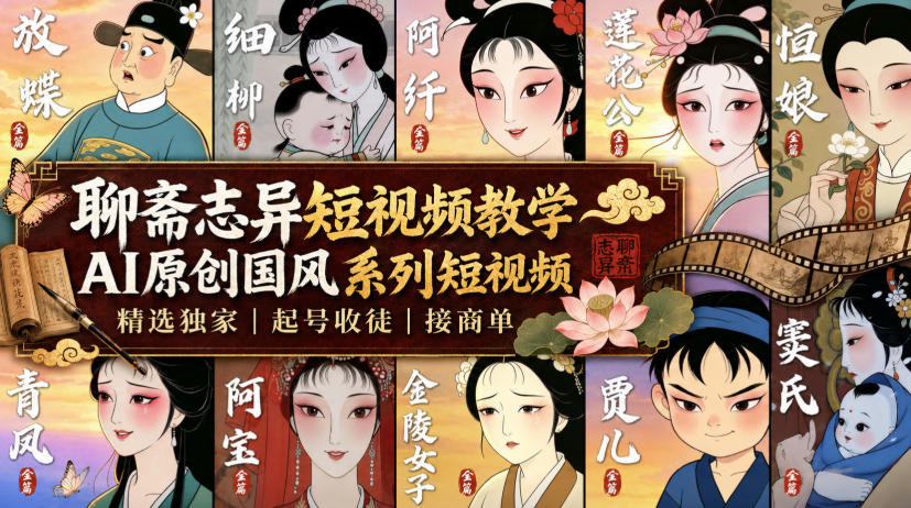 聊斋志异AI短视频教学,豆包动漫制作低成本起号,独家签约接商单 聊斋志异AI短视频教学,豆包动漫制作低成本起号,独家签约接商单