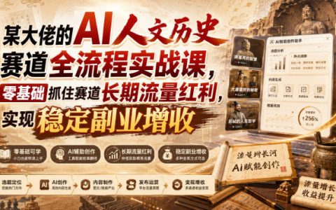 AI人文历史短视频实战课，零基础用AI批量产出爆款副业变现