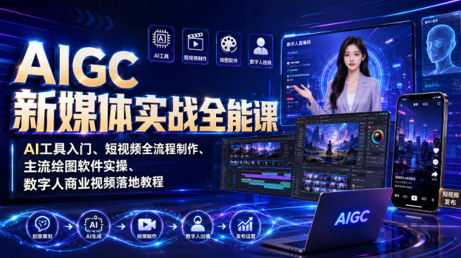 AIGC新媒体实战课：AI短视频制作+Midjourney绘图+数字人零基础入门