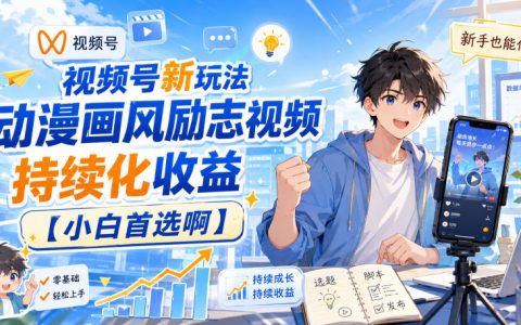 视频号动漫画风励志视频新玩法，AI生成爆款持续变现小白副业首选
