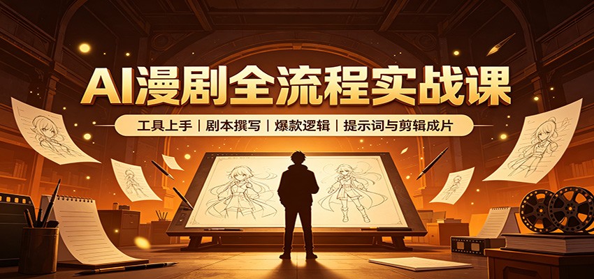 AI漫剧全流程实战课：从剧本到剪辑，爆款提示词与工具应用