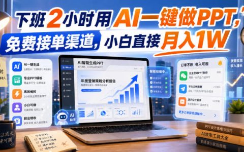 下班2小时AI代做PPT副业，免费接单渠道，小白变现1W实操指南