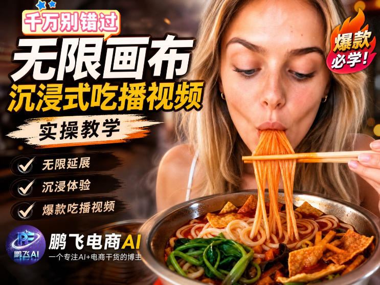 AI吃播视频制作教程｜无限画布3步出片，零基础保姆级实操